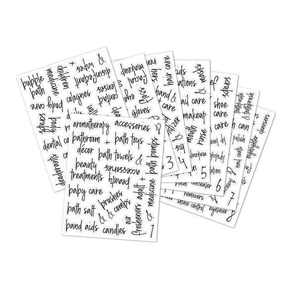 189 Piece Bathroom &amp; Beauty Adhesive Label Set