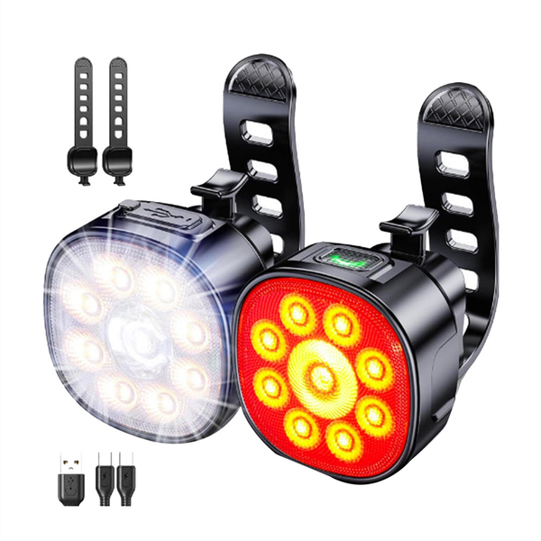 Bike Lights [4+6 Modes] Usb Rechargeable Bike Lights Front &amp; Back