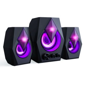 T-Wolf S128 Wired 2.1 Multimedia Gaming Computer Speakers with 7 LED Colour