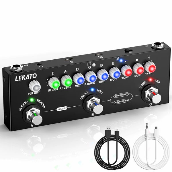 LEKATO Multi Effects Guitar Pedal with IR Loading 9 AMP Model Delay Reverb