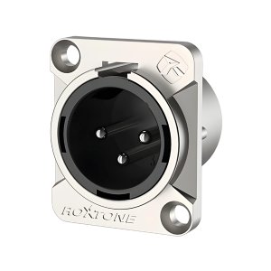 Roxtone RX3MD-NT 3-Pin Male XLR Chassis Mount Connector - Nickel Plated