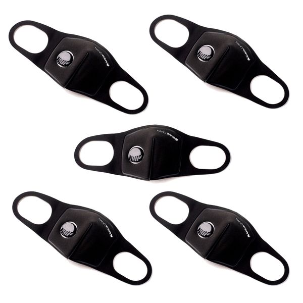 Nanowave Kiddies Reusable Protective Face Mask with Nose Piece 5 Pack Black