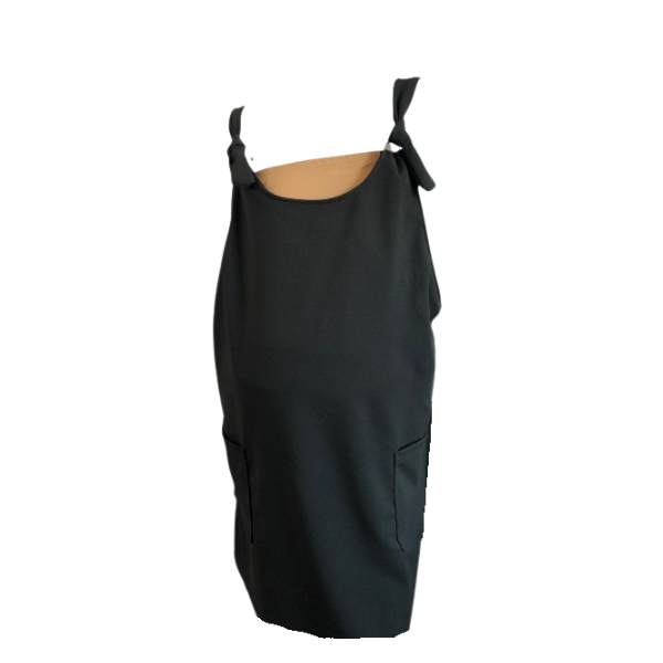Maternity Overalls Dress with Shoulder less Top-Black &amp; Brown