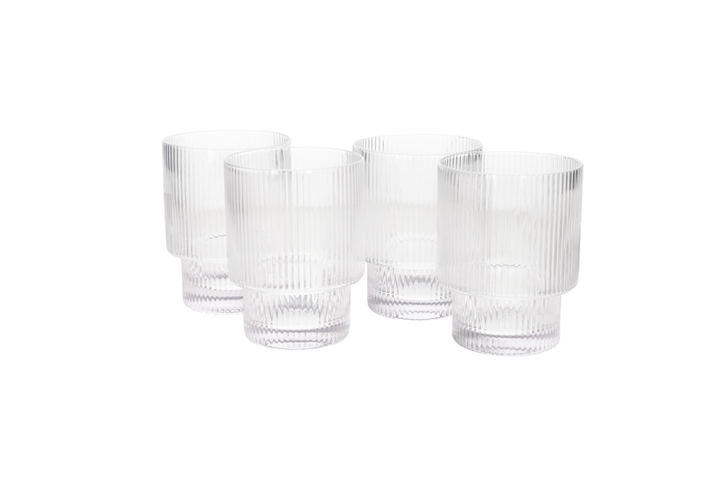Danny home Striped Design Whisky Glasses 350ml - Set of 4