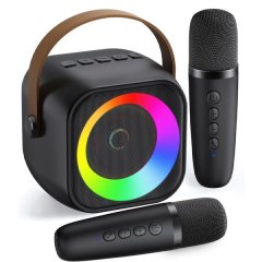 BezosMax Mini Karaoke Machine for Kids Adults, Karaoke Speaker with 2 Mic