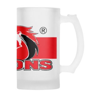 LIONS Rugby Frosted Glass Beer Mug