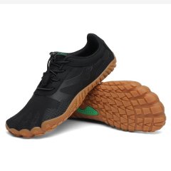 Saguaro Premium Barefoot Shoes - Black Upper &amp; Tan Sole, Wide Toe Box