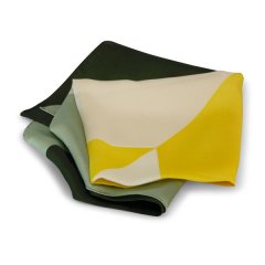 Scarf - Three Colours - Square - Geometric Pattern - Yellow, Black &amp; Green