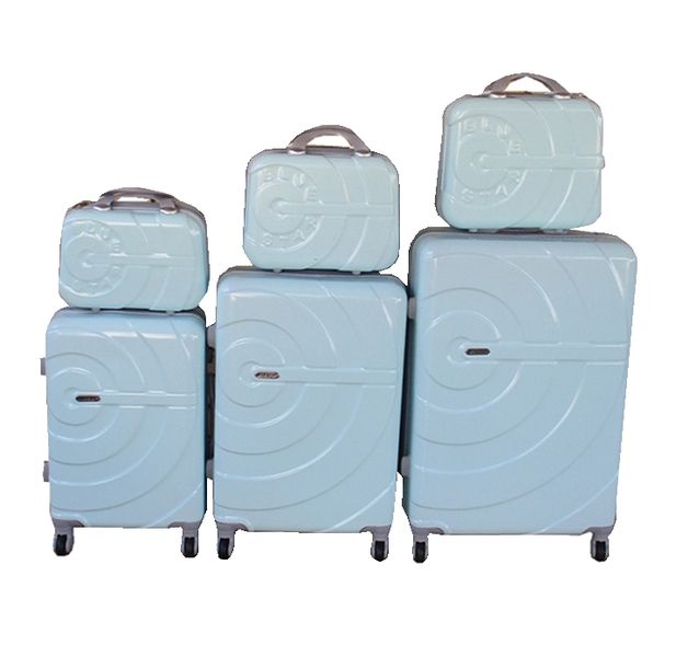 Durable Baby Blue ABS 6-Piece Luggage Set with Spinner Wheels &amp; Locks