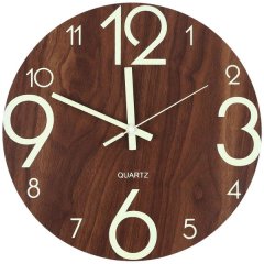 Luminous Wall Clock 12 Inch Wooden Wall Clock