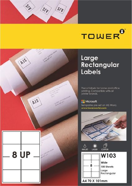 Tower A4 Self Adhesive Printable Labels - 100 Sheets