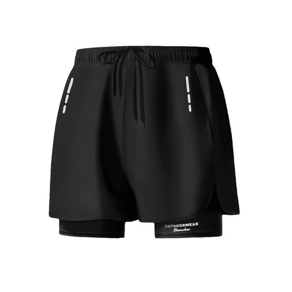 Men's Swimming Shorts - Double-Layer Quick-Drying - Black