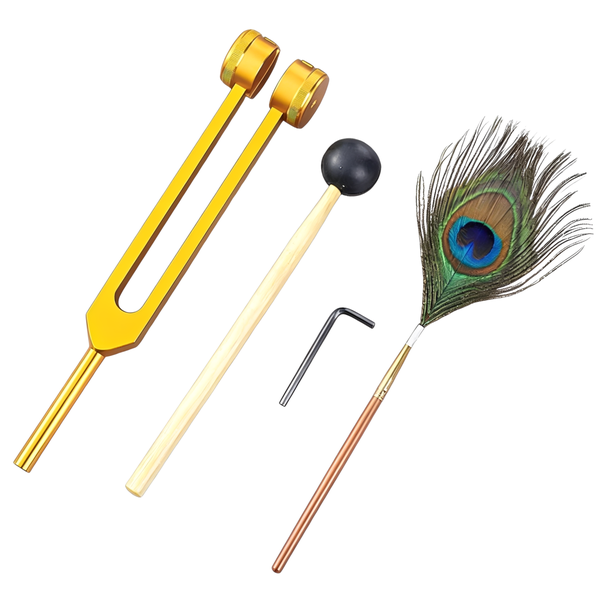 4 Pieces Tuning Fork Set with Hammer for Chakra Healing &amp; Sound Therapy