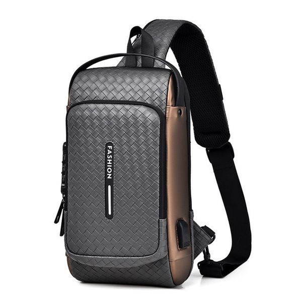 Sling Chest Shoulder Crossbody With USB Port Anti-Theft Lock Bag