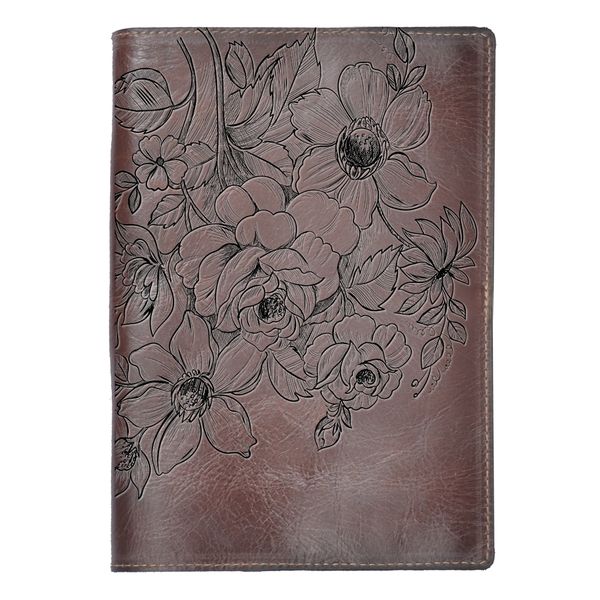 Genuine Leather A5 Notebook - Rose Illustrated
