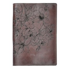 Genuine Leather A4 Notebook - Rose Illustrated