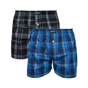 JOCKEY UNDERWEAR 2 Pack Men Woven Boxer 100% Cotton Comfort-Mixed Colours