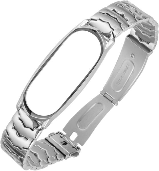 Stainless Steel Metal Wristband Compatible with Mi Band 3/4/5 Polished Des