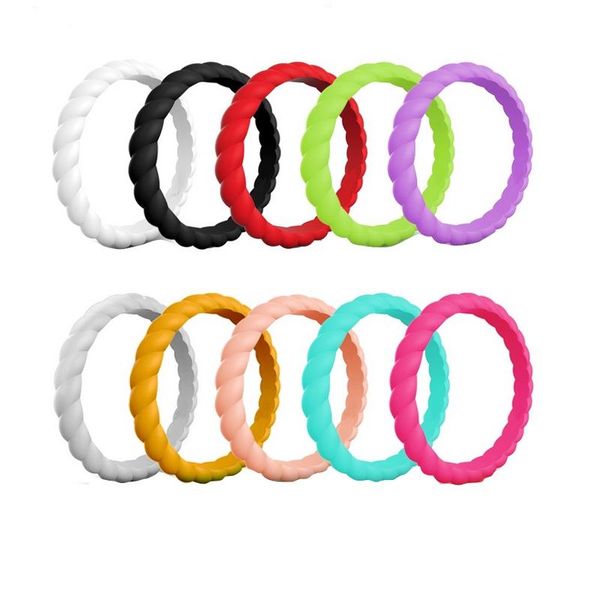 Silicone Ring 10 Set Ladies Twirl Size 5