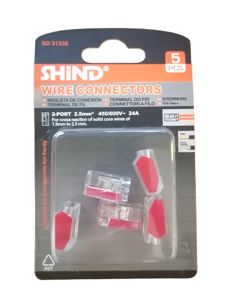 2 Port Shind Quick Wire connectors - 5 Piece