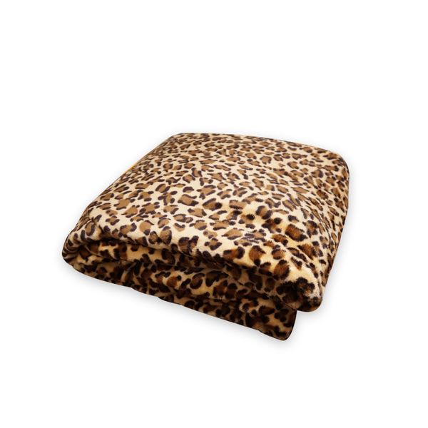 Wonder Towel Luxury Outdoor Blanket Throw Sherpa Faux Fur Leopard