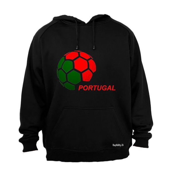 Portugal - Soccer Ball - Mens - Hoodie - Grey