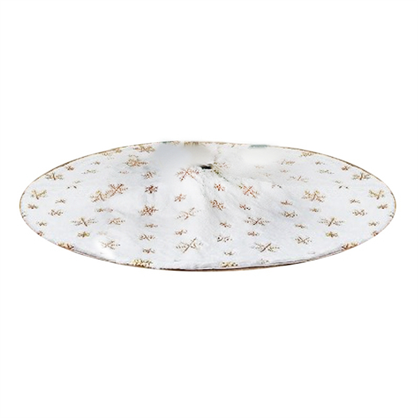 90Cm Christmas Trees Skirt Faux Fur Carpet Snowflake White Plush Mat