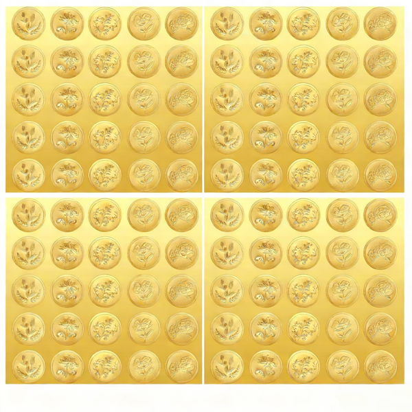 100Pcs Gold Embossed Wax Seal Stickers 5 Vintage Patterns for Invitations