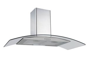 90cm Curved Glass Extractor - Stainless Steel with LED Lighting