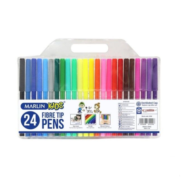 Marlin Kids Fibre Tip Koki Colour Pens -Pack Of 24