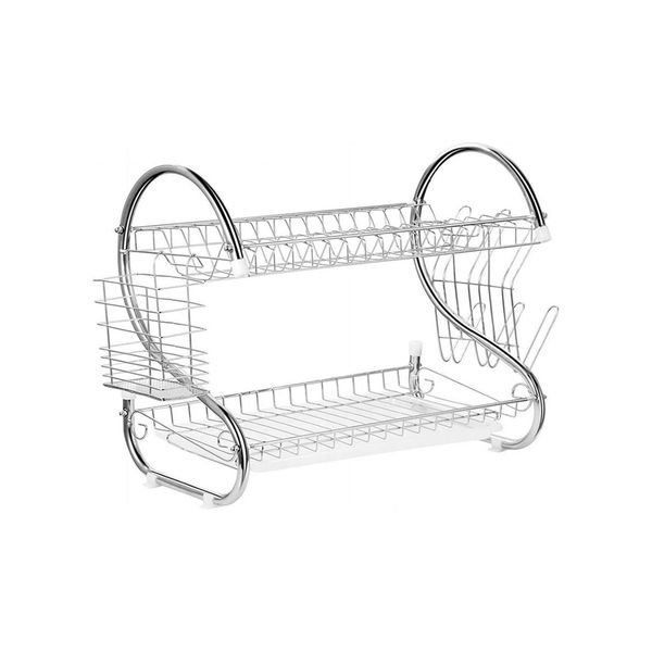 2 Tier S-Shaped Stainless steel Chrome Dish Drainer Rack