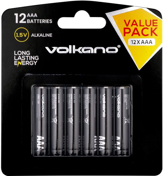 Volkano Extra AAA Alkaline Batteries Value Pack of 12