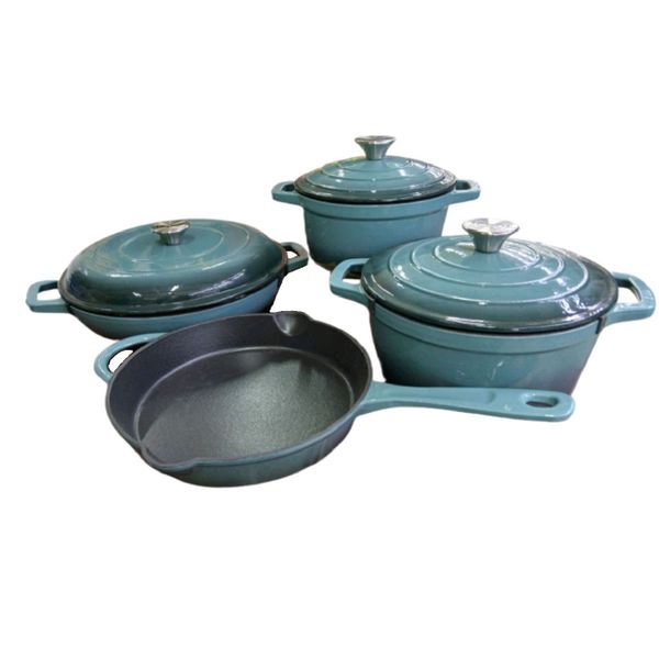 7 Pieces-Cast Iron Pot Set - Forest