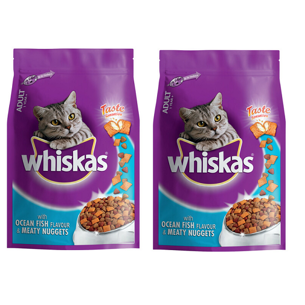Whiskas Cat Food Ocean Fish Flavour &amp; Meaty Nuggets Adult (2 bags x 2kg)