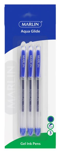 Marlin Gel Glide gel ink pens 3's Blue 0.7mm
