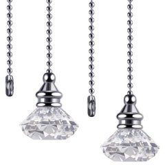 2 Pieces Crystal Pull Chains Ceiling Fan Extension Fan Pendant 50cm