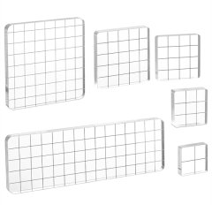 Stamp Block Transparent Ink Pad with Grid Line Decoration Stamping