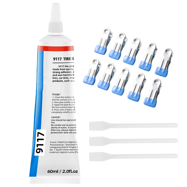 Fabric Adhesive Kit - Clear Glue, Stainless Steel Clothes Clips, Glue Sticks