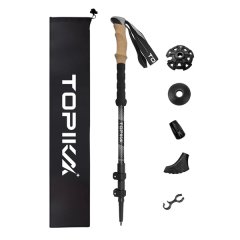 Topika 65-135cm Carbon Fiber Hiking Sticks with Cork Grips for Trekking