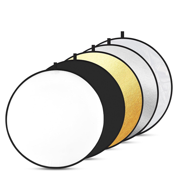 5-in-1 Light Reflector 110 cm, Round Collapsible Photography Diffuser