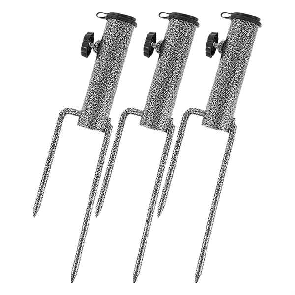 3 Pcs Heavy-Duty Adjustable Spiral Ground Anchor Umbrella Holder