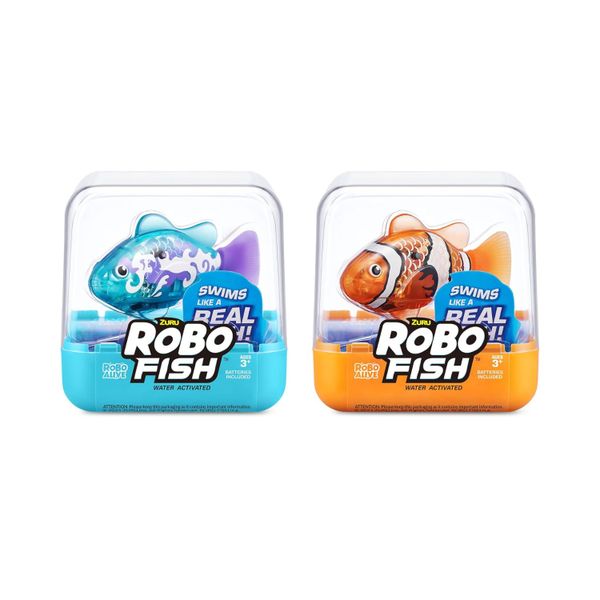 Zuru - Robo Alive Robo Fish Series 3 - Teal &amp; Orange Robotic Fish Combo