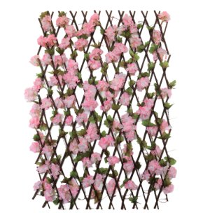 110cm Wooden Hedge with Cherry Blossomsl Flower Fence Expanding Trellis