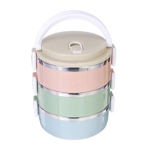 Stainless Steel Insulated Box Student School 3 Company Lunch Box Table Val