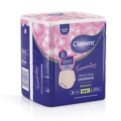 Clemens - 8 Feminine Moderate Protection Underwear - Large x 2