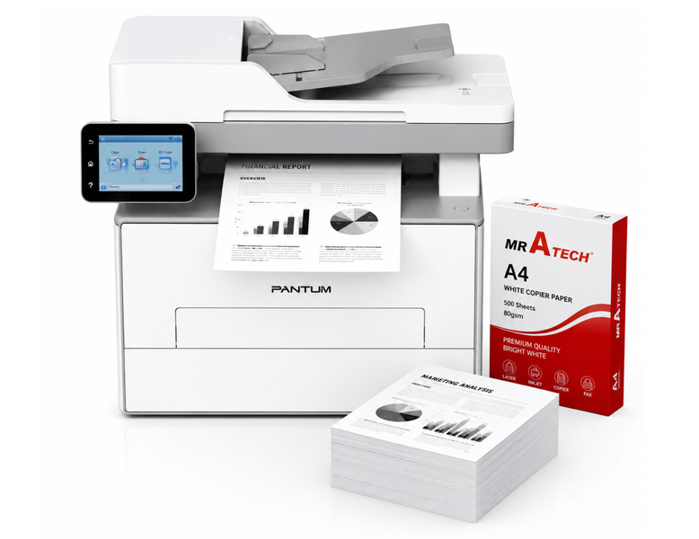 PANTUM BM4305ADW Mono Laser Multifunction Printer+MR A TECH A4 Paper Bundle