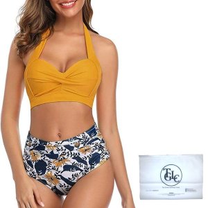 Flattering High Waist Bikini Set | Two Piece Swimsuit + Pouch - Sunshine