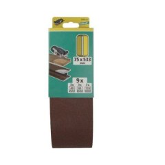 Wolfcraft 9 Pack Sanding Belts 75X533MM