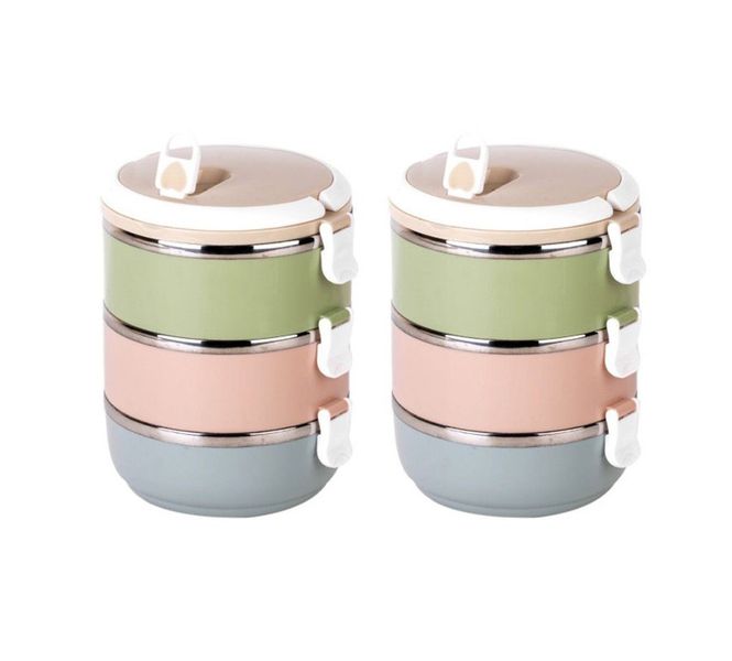 3 Layer Stainless Steel Lunch Box - Pack of 2
