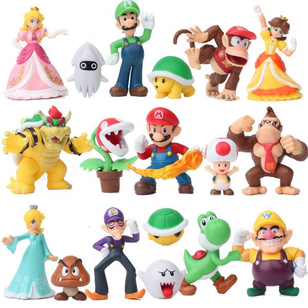 ABTOR Super Mario Game Series Mushroom Toys Red Green Collectible Ornaments